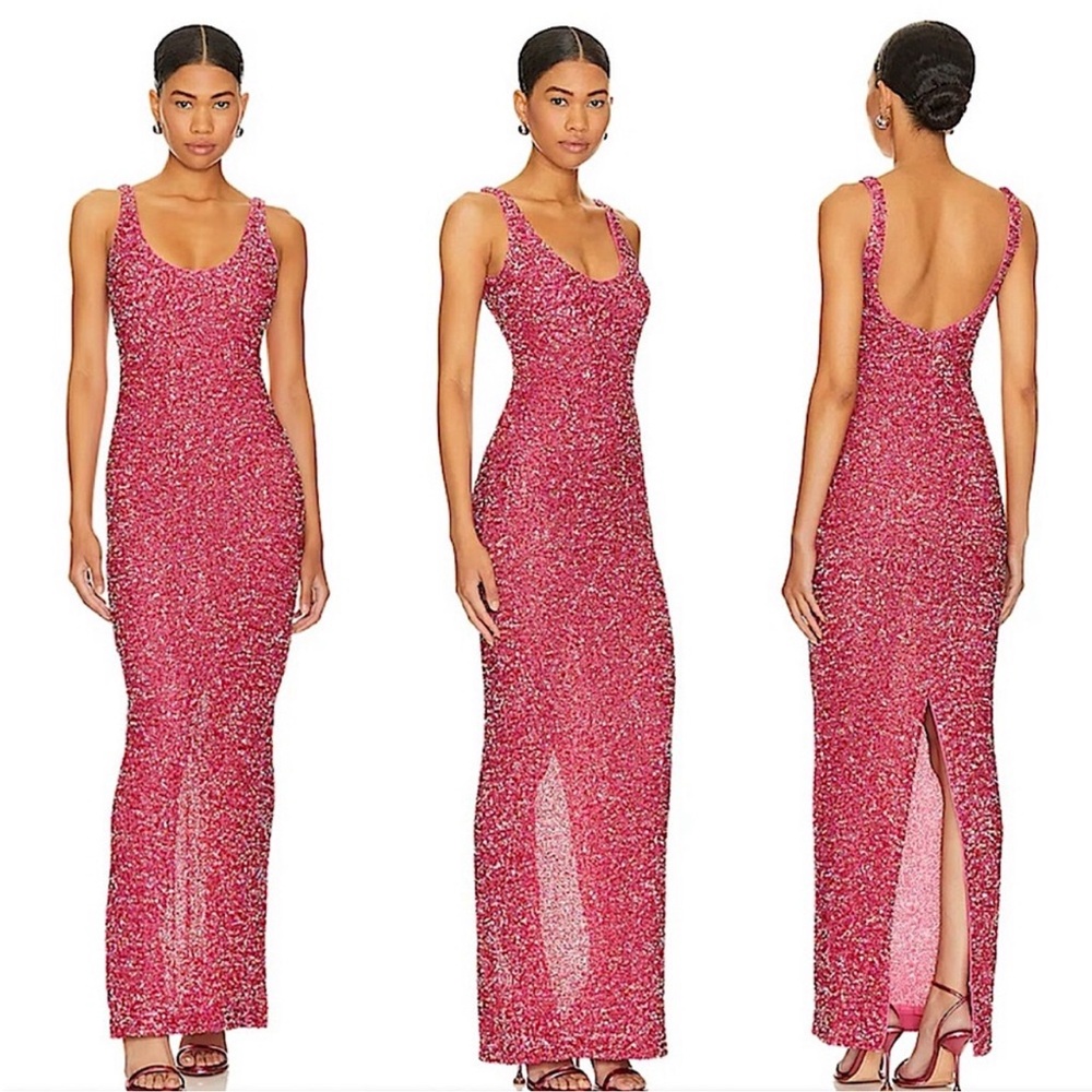 NBD Pink Sequin Maxi Dress